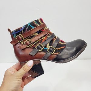 L'artiste Leather Boho Colorful Redding Boots, Size EU 36: US 5.5-6, Heel:2.5”